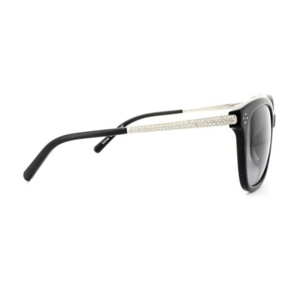 Chloé Black Sunglasses with Crystal-Embellished Silver Temples